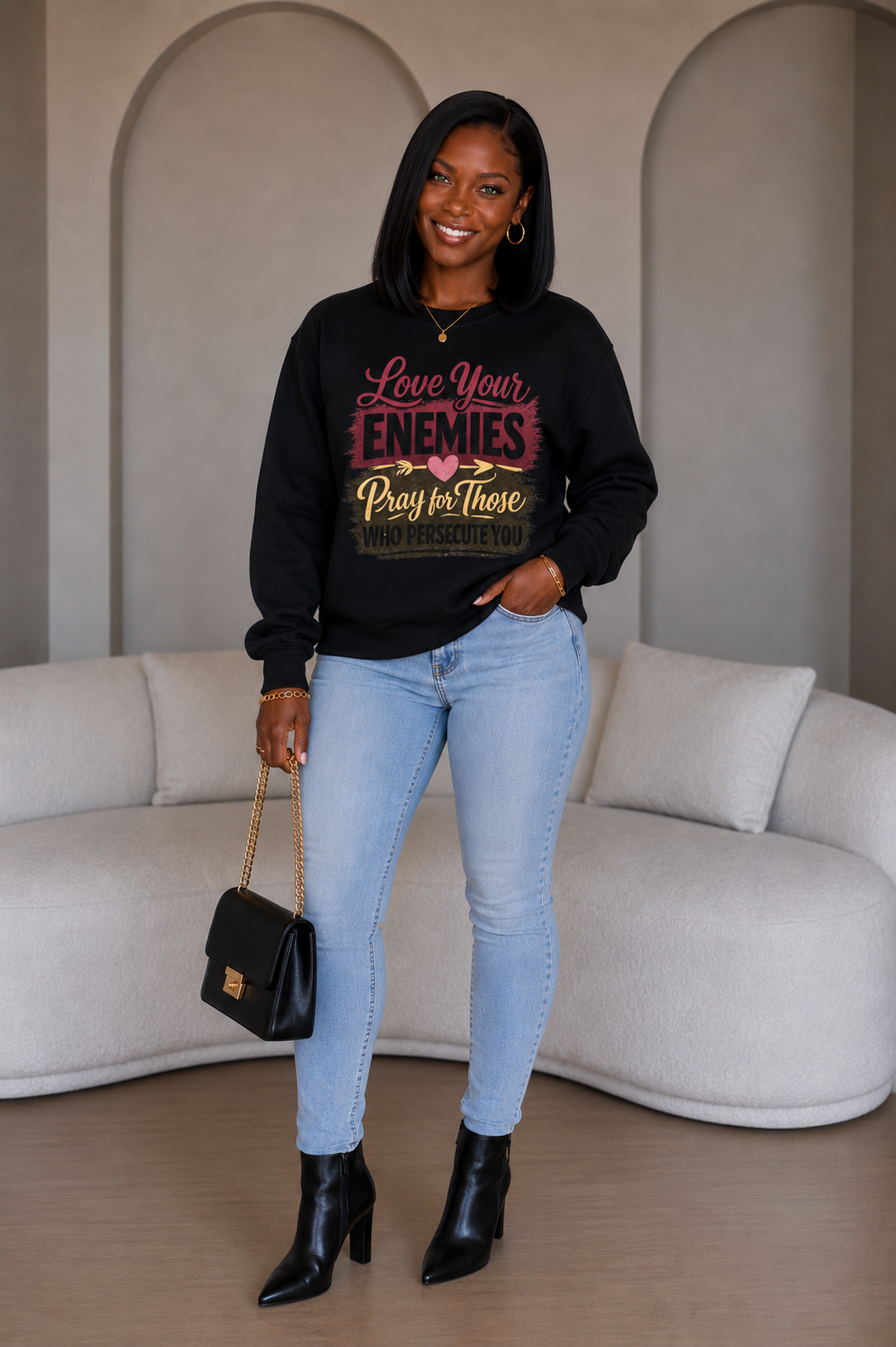 Love Your Enemies Vintage Faith Christian Sweatshirt